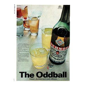 1969 Pernod The Oddball Color Vintage Print Ad France The Drink That's Different